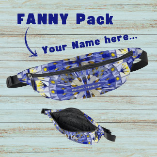 Boho Mosaic Tile Navy Blue Water -  Fanny Pack