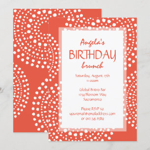 Boho Mosaic Tribal Birthday Orange Invitation