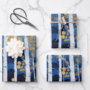 Boho Mountain Aspen Tree Scene Wrapping Paper Sheet