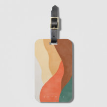 Boho mountain design with monogram luggage tag