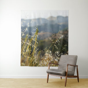 Boho Mountain Grass Natural Landscape Tapestry