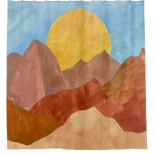 Boho Mountain Sunset – Warm Earth Tone Landscape