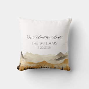 Boho Mountain Wedding Couple  Throw Pillow