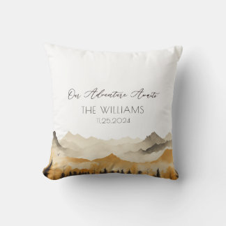 Boho Mountain Wedding Couple  Throw Pillow