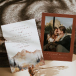 Boho Mountain Wedding Invitation<br><div class="desc">This is a mountain wedding invitation featuring a beautiful watercolor fall mountain scene and an elegant font pairing. Edit all wording and all colours except for the colour of the watercolor mountain scene. The colour of the evergreen drop is not editable. // For matching items, please visit the "SAWYER" collection...</div>