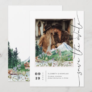 Boho Mountain Wildflower   Photo Save the Date