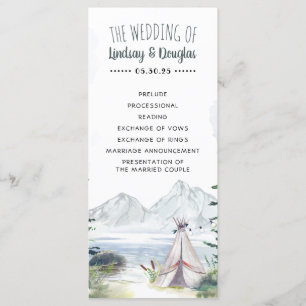 Boho Mountains Adventure Wedding Programmes