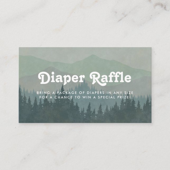 Boho Mountains Retro Dusty Blue Diaper Raffle Enclosure Card (Front)