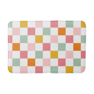 Boho Multicolor Chequerboard Bath Mat