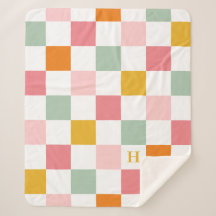 Boho Multicolor Chequerboard Monogram