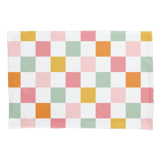 Boho Multicolor Chequerboard Pillowcase (Front)