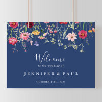 Boho Multicolor Wildflower Wedding Welcome Sign