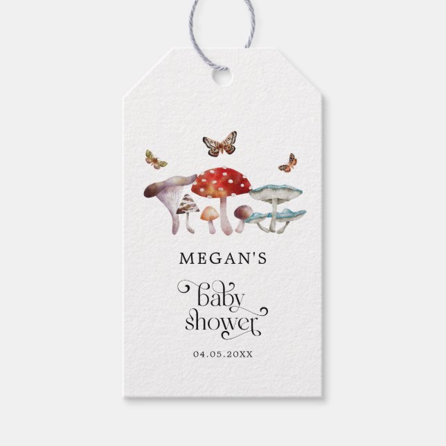 Boho Mushroom Baby Shower Gift Tags (Front)