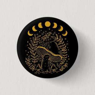 Boho Mushroom, Hippie Mushroom, Mystic Moon 1 Inch Round Button