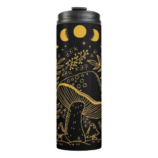 Boho Mushroom, Hippie Mushroom, Mystic Moon Thermal Tumbler