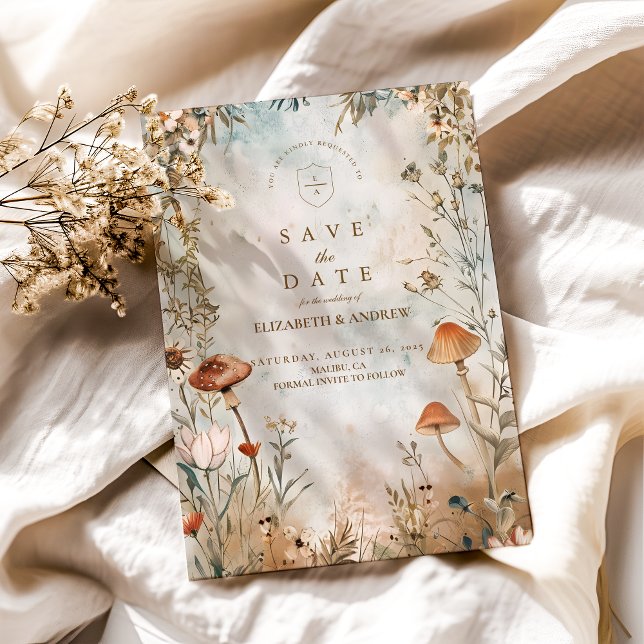 Boho Mushroom Wildflower Wedding Save The Date (Creator Uploaded)
