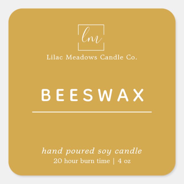 Boho Mustard Round Candle Packaging Label (Front)