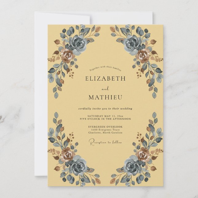 Boho Mustard Slate Painted Wedding Invitation (Front)