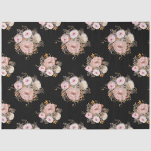 BOHO Muted Floral Watercolor Rose Gold Decoupage T Tissue Paper