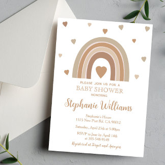 Boho Muted Rainbow Baby Shower Invitation