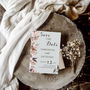 Boho Muted Watercolor Flowers Save the Date Card