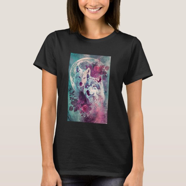 Boho Mystic Wolf Art T-Shirt (Front)