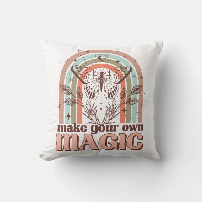 Boho Mystical Butterfly Throw Pillow (Front)