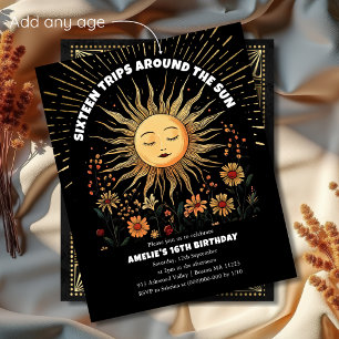 Boho Mystical Sun 16th Birthday Invitation