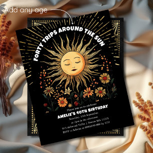Boho Mystical Sun 40th Birthday Invitation