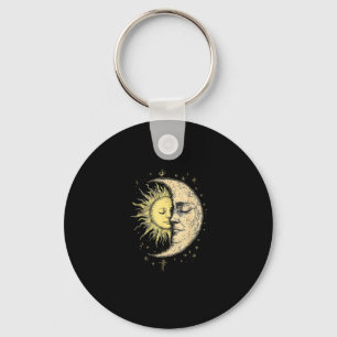 Boho Mystical Sun And Moon Aesthetic Vintage Keychain