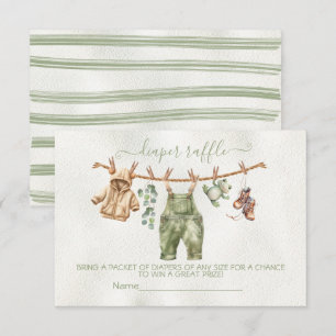 Boho Nature Baby Shower Clothesline Diaper Raffle Invitation
