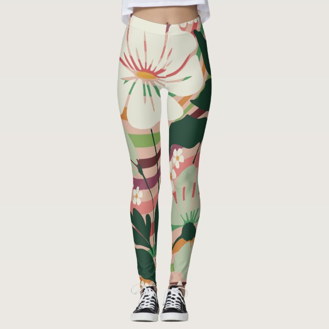 Boho nature lovers floral pattern Leggings (Front)