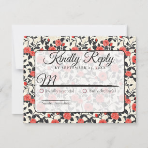 Boho Nature Rose Flower Spring Wedding Rsvp Card