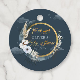 Boho Navy and gold moon pampas Over the moon Favour Tags