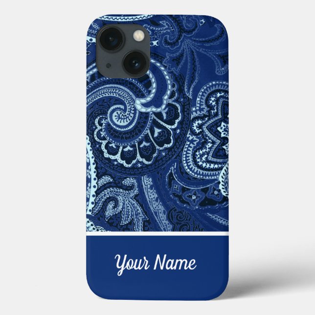 Boho Navy Blue Bandanna Case-Mate iPhone Case (Back)