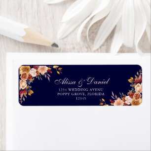 Boho Navy Blue Burnt Orange Floral Adresse