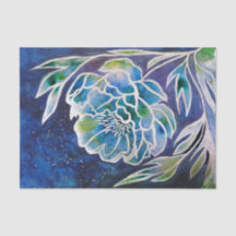 Boho Navy Blue Celestial Dahlia Floral Watercolor