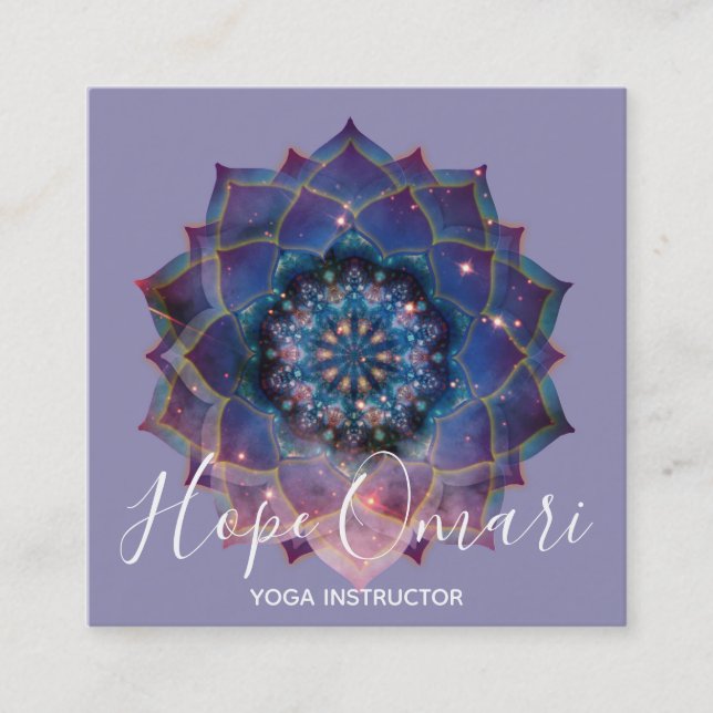 Boho Nebula Bloom | Mandala Design Square Business Card (Front)