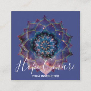 Boho Nebula Bloom Mandala Design Square Business Card