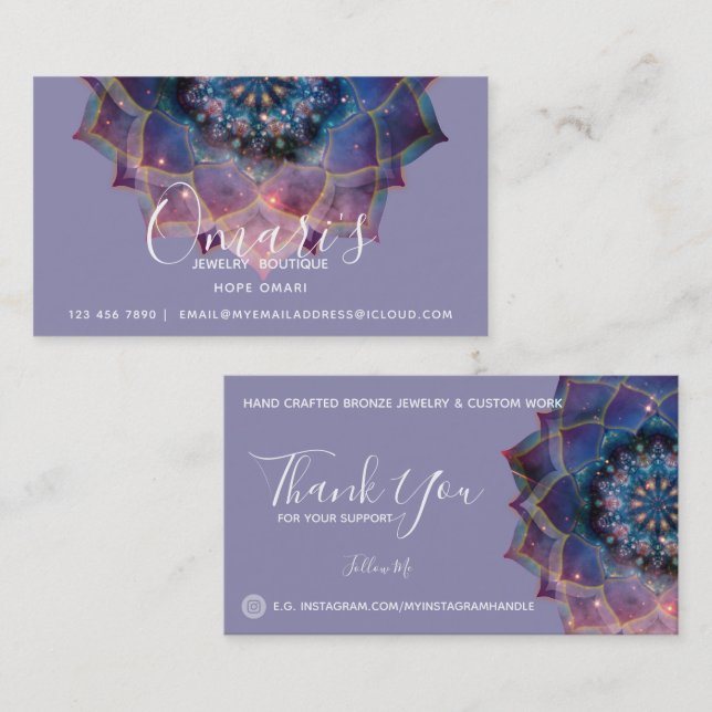 Boho Nebula Mandala, Mystical Business Card (Front/Back)