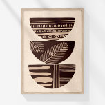 Boho Neutral Abstract Tribal Bowls Wall Art<br><div class="desc">Introduce a touch of tribal elegance to your decor with the "Boho Neutral Abstract Tribal Bowls Wall Art." This striking piece features three abstract bowls stacked on top of each other, set against a soft sand-beige background. Each bowl is adorned with a unique African tribal pattern in a rich coffee...</div>