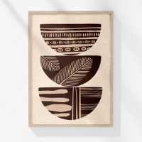Boho Neutral Abstract Tribal Bowls Wall Art