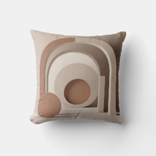 Boho Neutral Arch Geometric Modern Throw Pillow