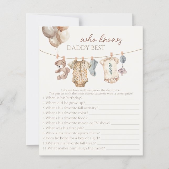 Boho Neutral Baby Clothes Who Knows Daddy Game (Front)