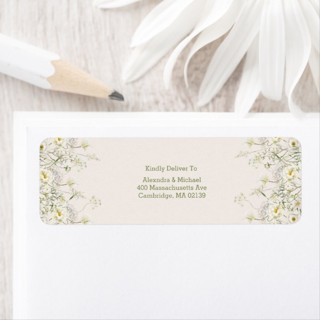 Boho Neutral Blanc Aquarelle Fleur sauvage Mariage (En situation)