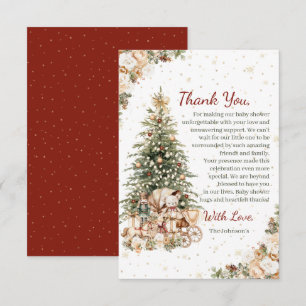 Boho Neutral Christmas Baby Shower Thank You Card