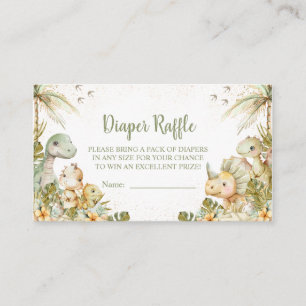 Boho Neutral Dinosaur Baby Shower, Diaper Raffle Enclosure Card