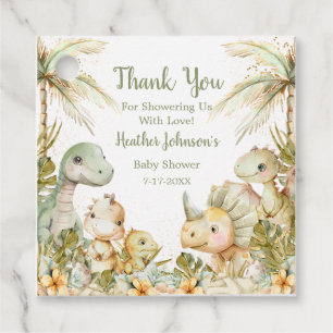 Boho Neutral Dinosaur Baby Shower Favour Tags
