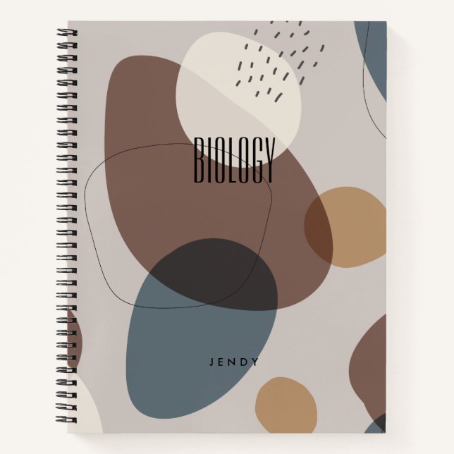 BOHO Neutral Earth Tones Subject Name Notebook (Front)