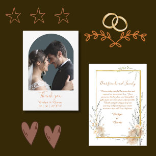 boho neutral earthy rustic accents thank you card